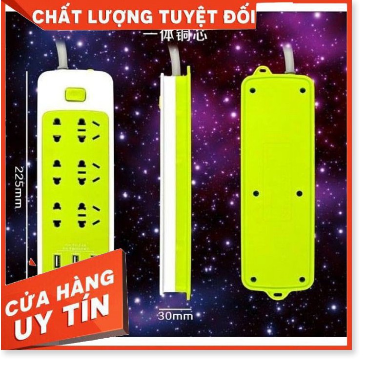 Ổ Cắm Điện Đa Năng 6 Phích & 3 Cổng Sạc USB Tích Hợp Nhiều Tính Năng 5*