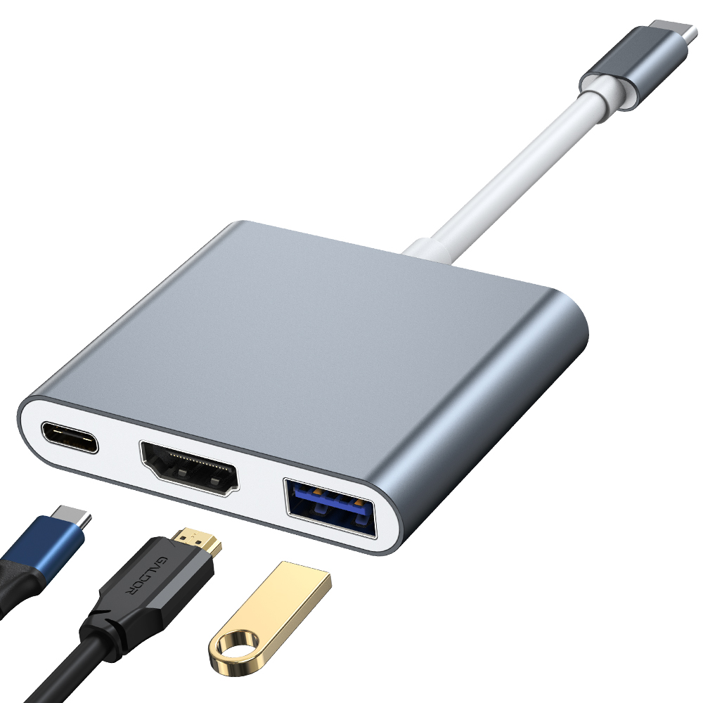 Bộ HUB Chuyển Đổi Goojodoq (AD-018) 3 Trong 1 HDMI+USB3.0+PD100W Hỗ Trợ Đọc Thẻ SD Cho Laptop MacBook Mat thumbnail