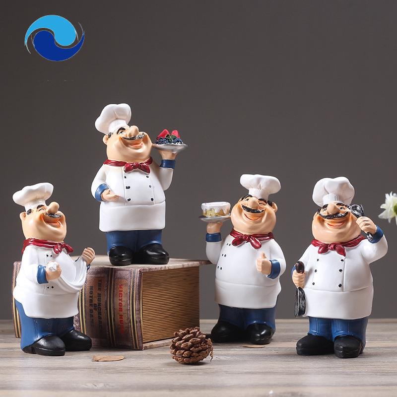 Mô Hình Đầu Bếp Mini Bằng Nhựa Resin Phong Cách Retro Trang Trí Nhà Hàng Quán Bar