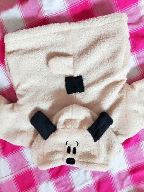 Áo khoác gấu con có đuôi ngoe nguẩy lót nỉ cho bé