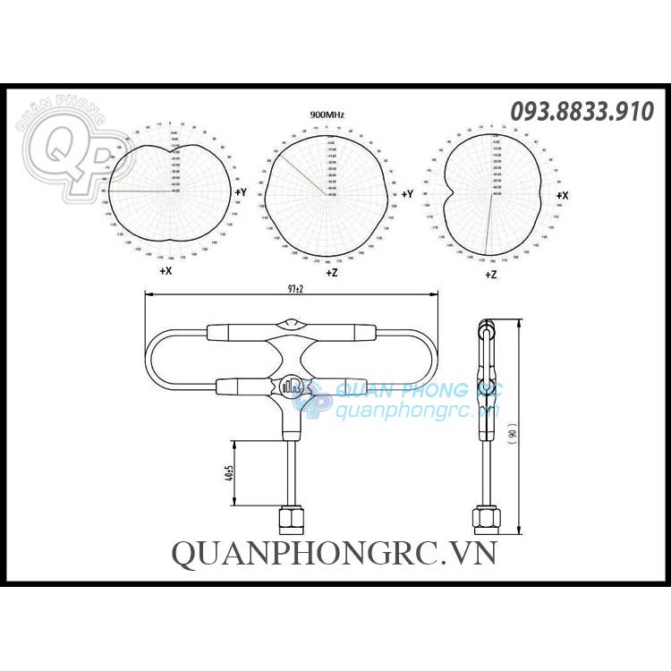 Anten FrSky 900MHz Super 8 Antenna for R9M and R9M Lite Module