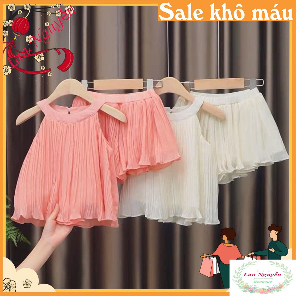 Bán sỉ Bộ đùi áo yếm dập li quần bèo gấu cho bé gái