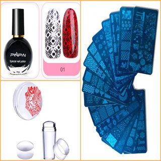 Combo 3 Dụng Cụ Vẽ Móng (Sơn in+Khuôn in+Con dấu in+gạt sơn)