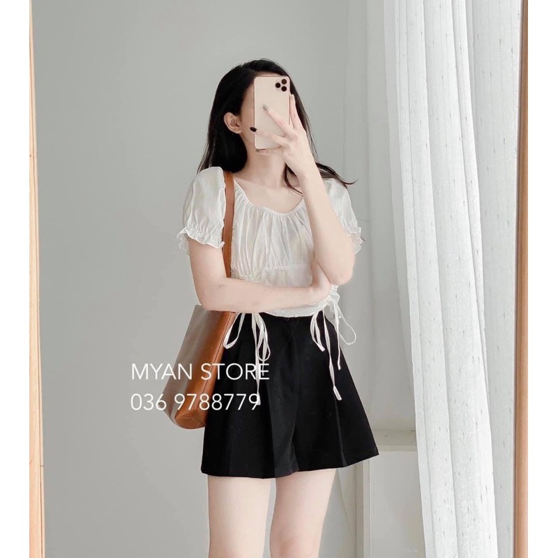 Quần short xếp ly chun sau, Quần đùi nữ cạp cao xếp ly QS168 - NhiNhi Shop
