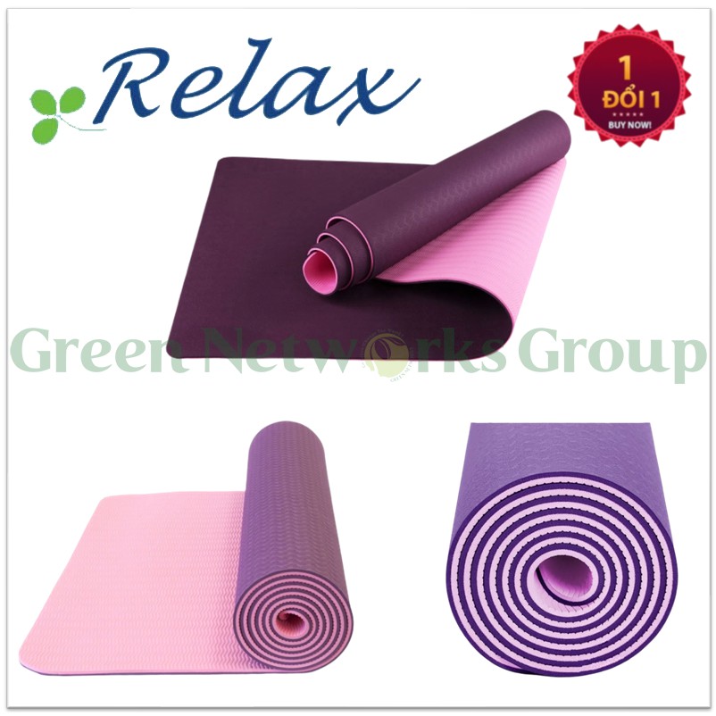 Thảm Tập Yoga Cao Cấp TPE Relax 6mm 2 lớp Có túi đựng