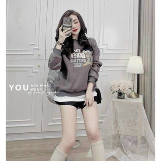 Áo nỉ bông hình chuột phối viền trắng