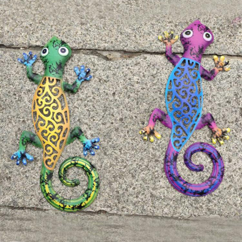 [KESOTO1]2xWall Hanging Gecko Artworkd Decorative Lizard Outdoor Garden Decor  Blue