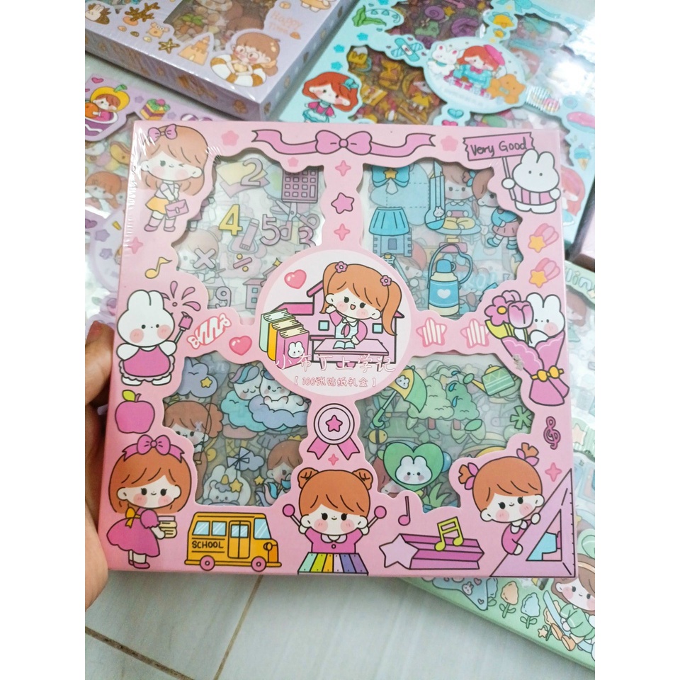 Sticker 100 miếng dán sách vở, đồ dùng, sổ tay nhiều mẫu mã đẹp, dễ thương