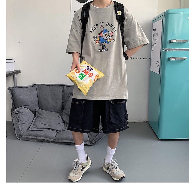 Áo thun tay lỡ unisex chuột Keep it dirty