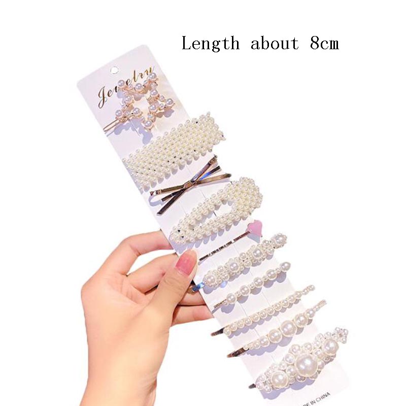 1 Set Kẹp Tóc Ngọc Trai Hình Học Ngọt Ngào