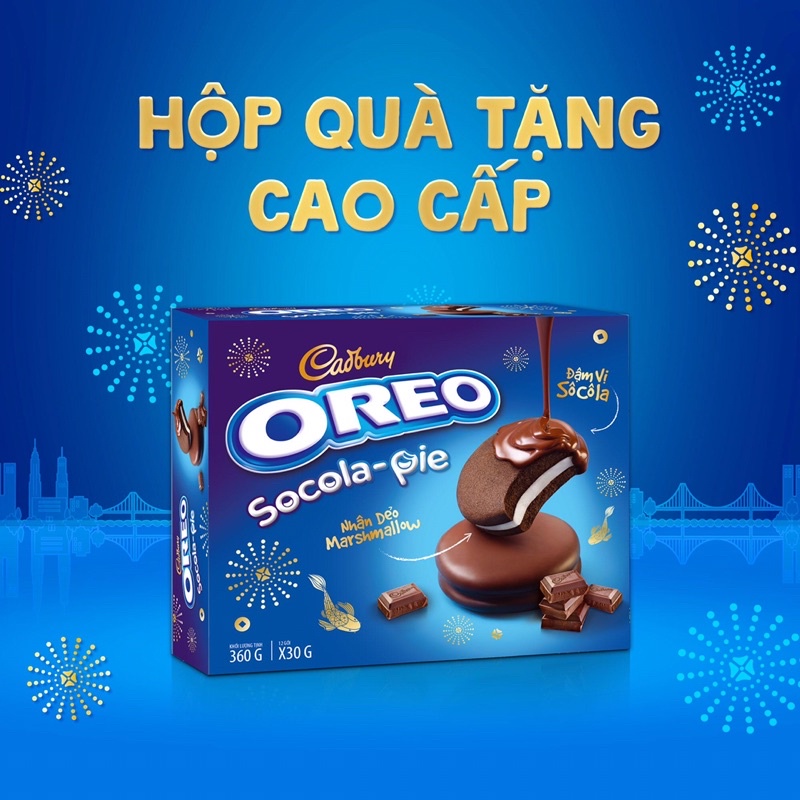 Bánh Oreo Socola-pie Nhân Dẻo Marshmallow (12gói x 30)