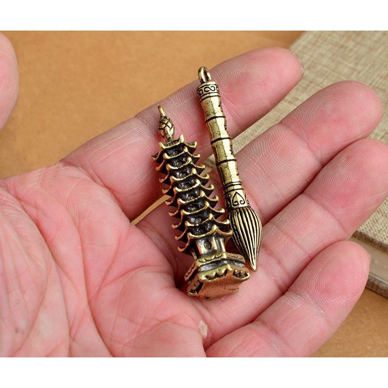 Tháp văn xương, Bút văn xương tượng đồng phụ kiện tiểu cảnh trang trí bonsai móc khóa