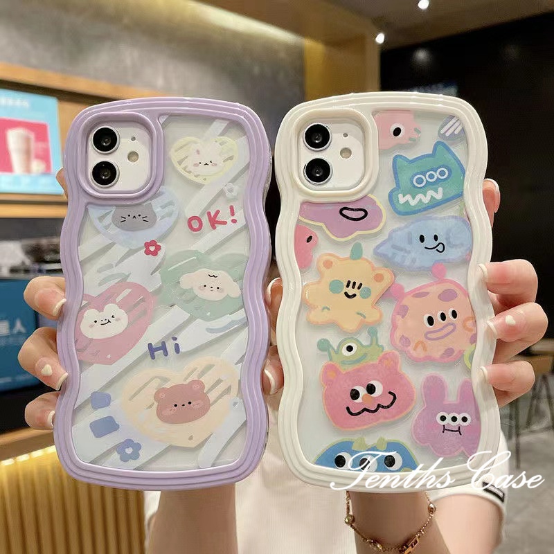 Ốp Điện Thoại Mềm Họa Tiết Lượn Sóng 2 Trong 1 Cho IPhone 13 12 11 Pro Max X Xs Max Xr