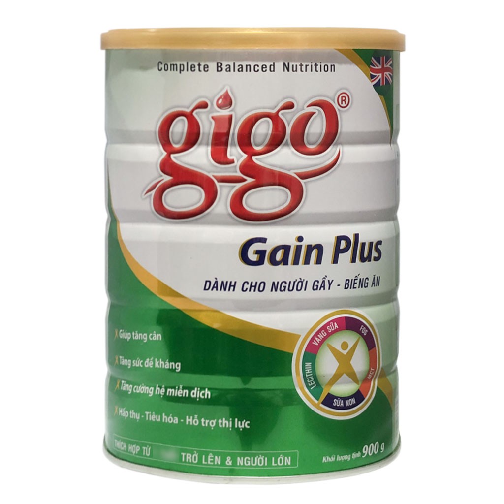 [CHÍNH HÃNG] Sữa Bột Gigo Gain Plus Hộp 900g (Dành cho người gầy - biếng ăn)