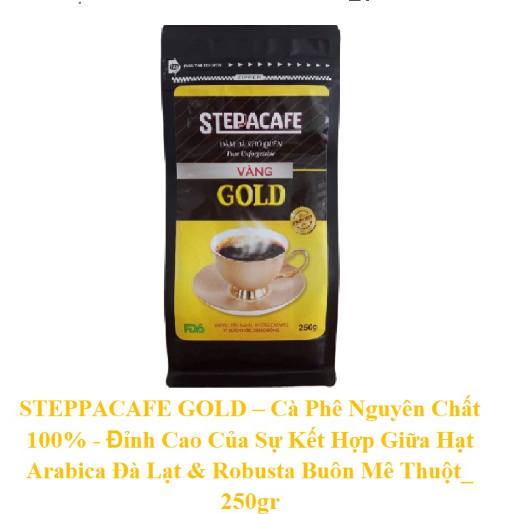 STEPACAFE GOLD - Cà Phê Rang Xay Nguyên Chất 100%  Đỉnh Cao Của Sự Kết Hợp Giữa Hạt Arabica Đà Lạt và Robusta Buôn mê