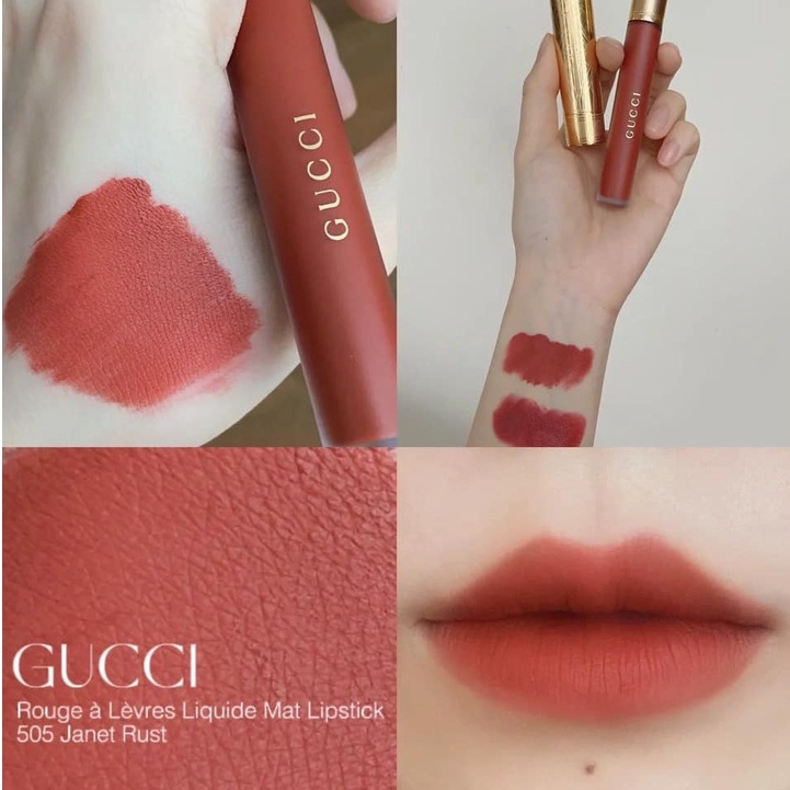 Son Kem Lì Gu Xì Rouge Liquid Matte Màu 208 They Met in Argentina Hồng Đất - 505 Janet Rust Màu Đỏ Đất