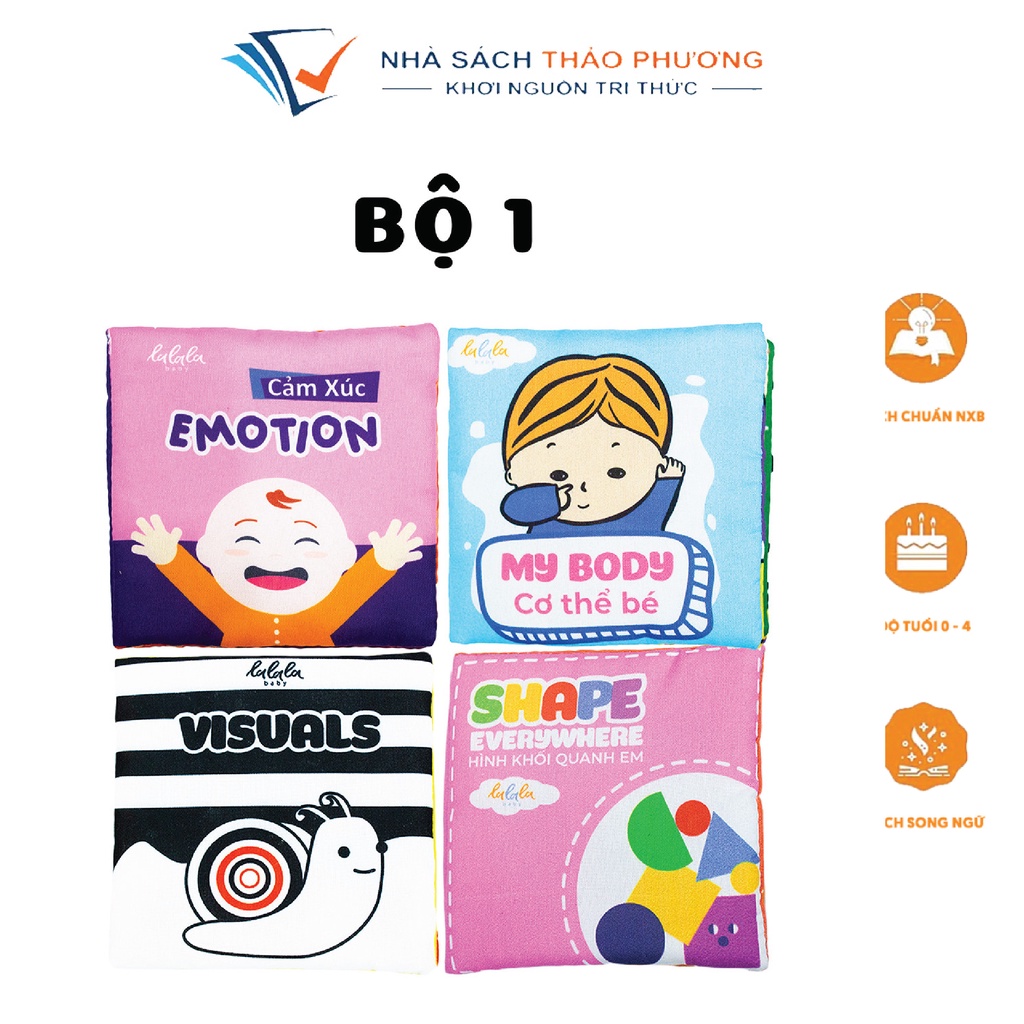 Sách vải Touch touch see see (mini cloth book) nhiều chủ đề thú vị, phát triển trí não cho bé - Bộ 4 cuốn