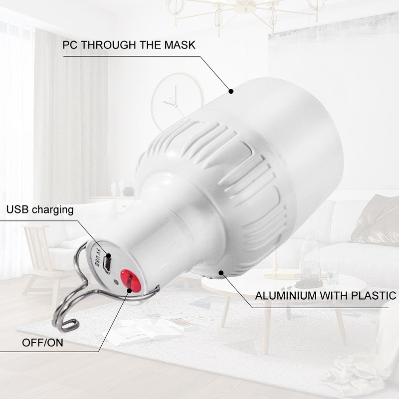Bóng đèn LED USB sạc lại được 3 mức độ sáng thay đổi được dạng treo tiện lợi dành cho cắm trại hoạt động ngoài trời