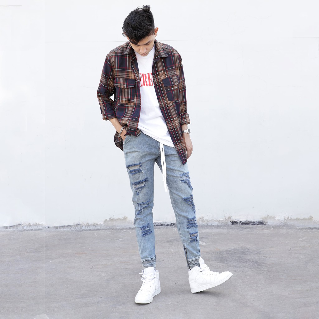 Quần Jeans Rách Tua Lexuza 085