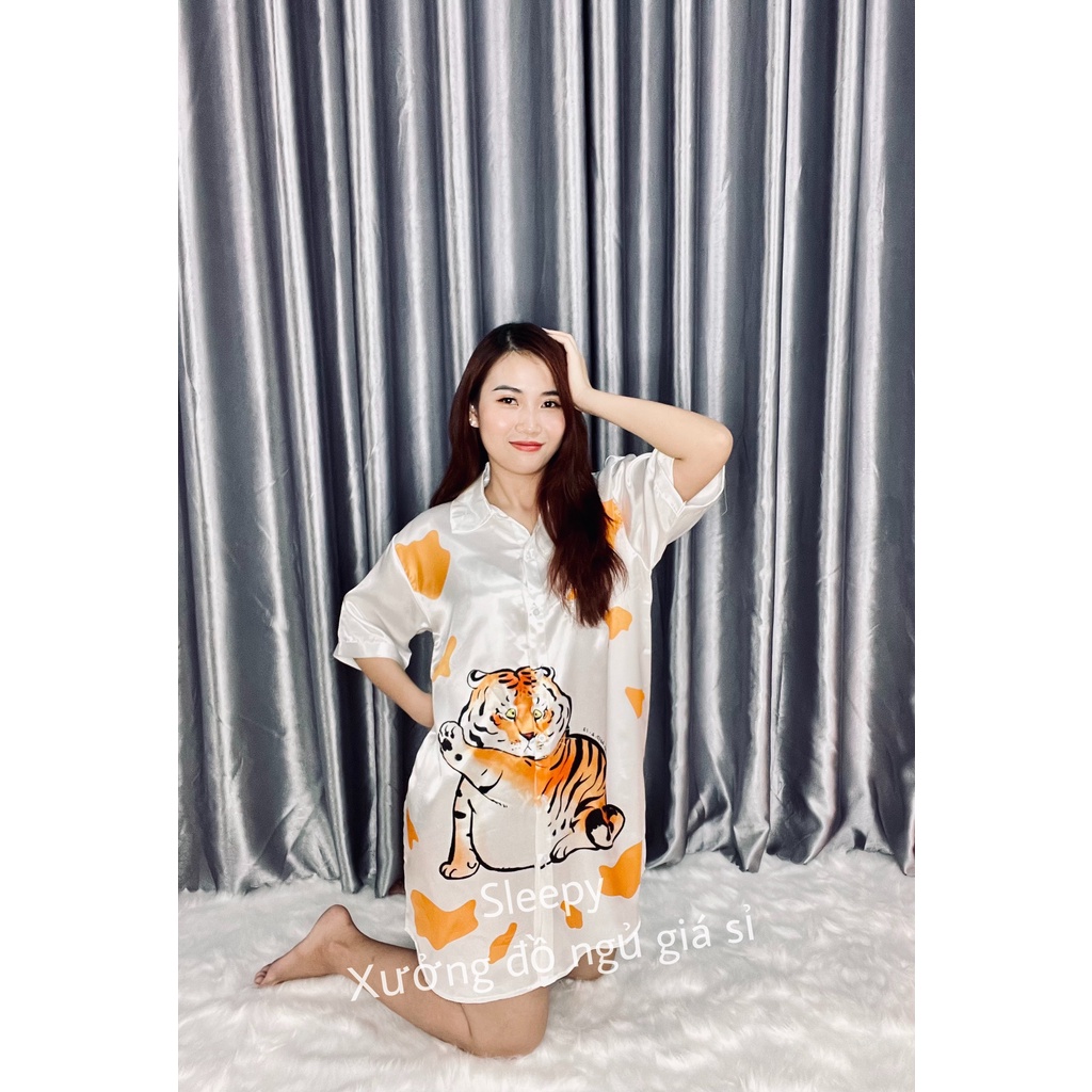 VÁY NGỦ, ĐẦM NGỦ SƠMI HỔ CHIBI LỤA SATIN CAO CẤP [ Sleepy_Xưởng Đồ Ngủ Giá Sỉ ] | BigBuy360 - bigbuy360.vn