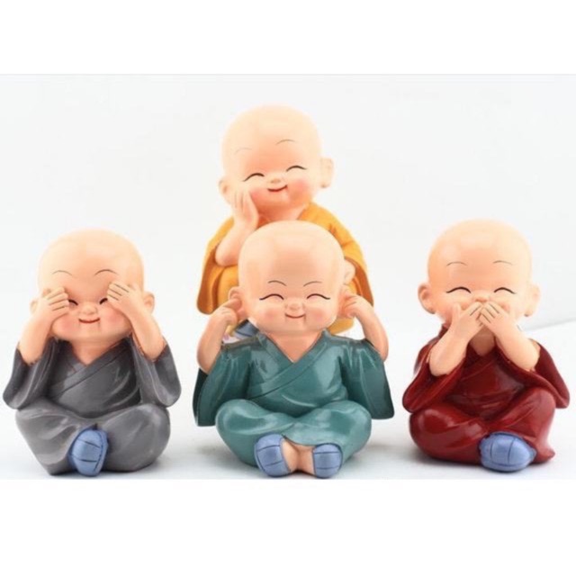 Bộ tượng tứ không - Bộ tượng trưng bày, trang trí xe hơi, bàn làm việc ( 4 chú tiểu )