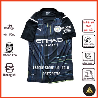Bộ Áo đá bóng đẹp  Manchester City đen leaguestore4.0 ,bộ áo đá banh  cao cấp dệt xịn thấm hút mồ hôi