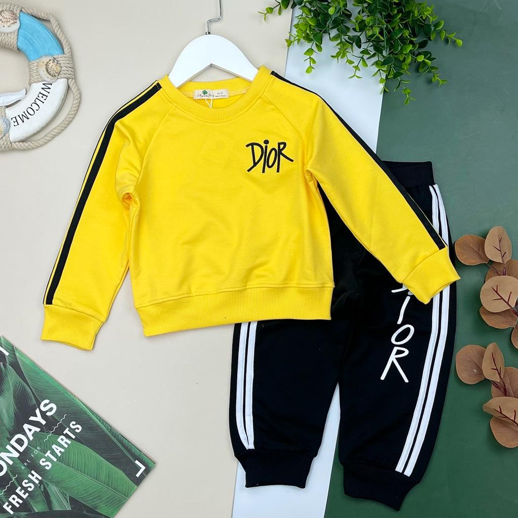 Bộ nỉ da cá LITIBABY, thêu chữ Dir, size nhí 2/8 tuổi. Mã BDIORN
