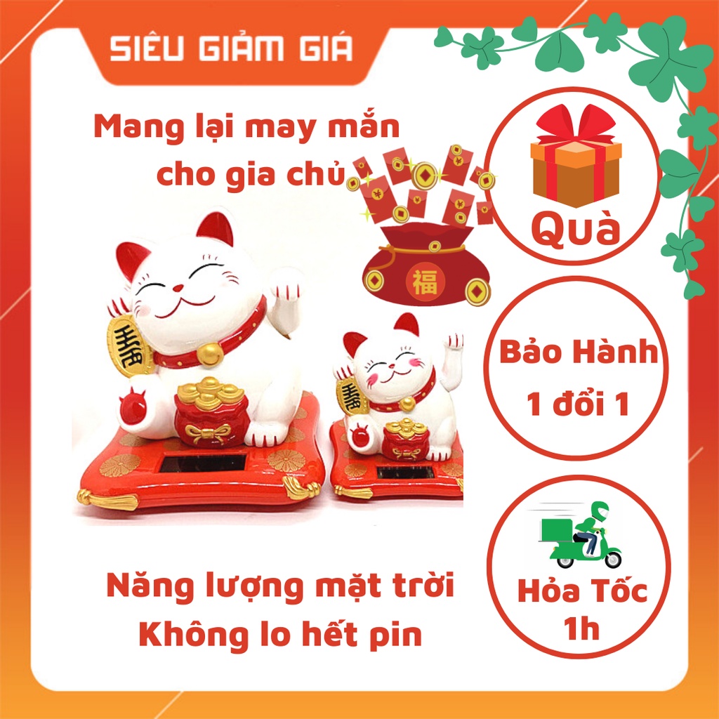 Mèo Thần Tài Vẫy Tay Sử Dụng Năng Lượng Mặt Trời - Mèo May Mắn Hút Tài Lộc - Mèo Chiêu Tài - Phát Tài Phát Lộc