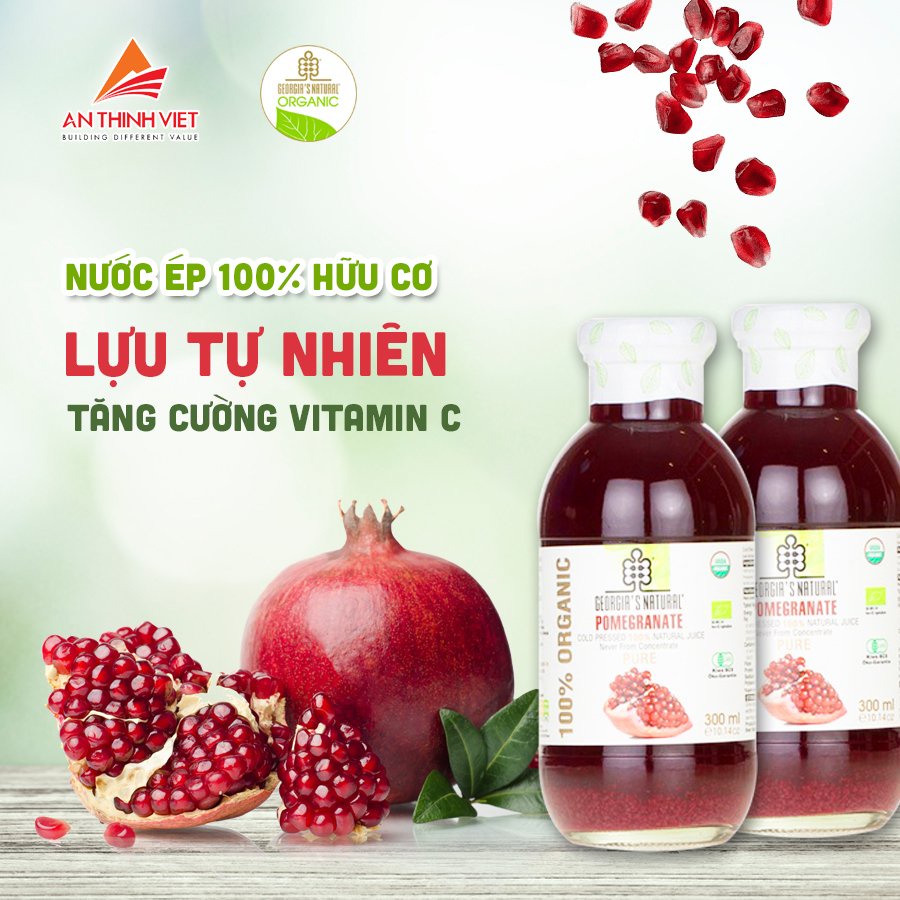 Nước Ép 100% Hữu Cơ Lựu Tự Nhiên Tăng Cường Vitamin C Georgia's Natural - ORGANIC Pure Pomegranate Juice - 300ml