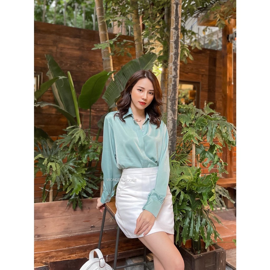 Áo WONDER HOUSE sơ mi basic tay bồng