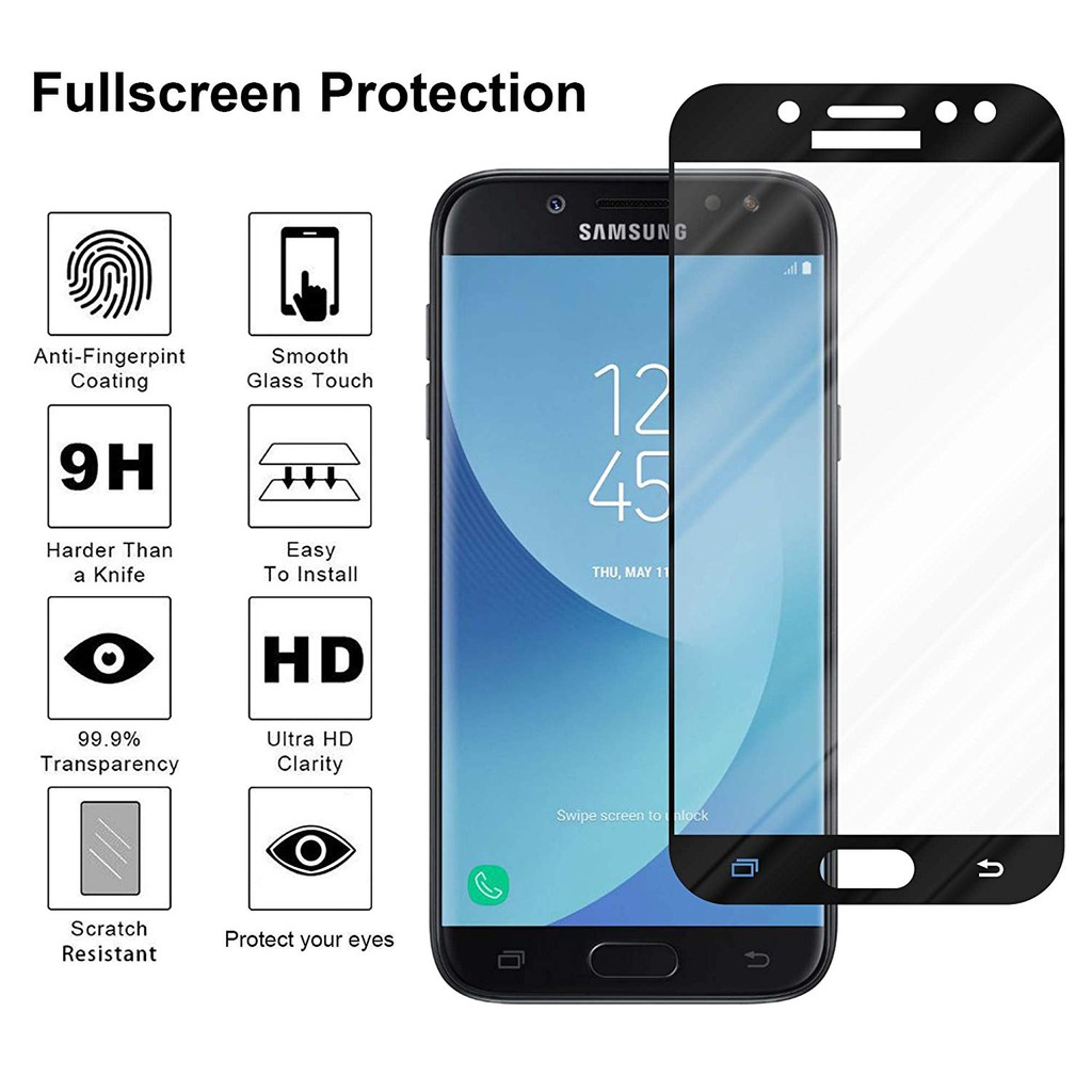 2PCS 9H Hardness Samsung Galaxy J7+ J7 Plus Tempered Glass Full Coverage Samsung J7 Pro Screen Protector