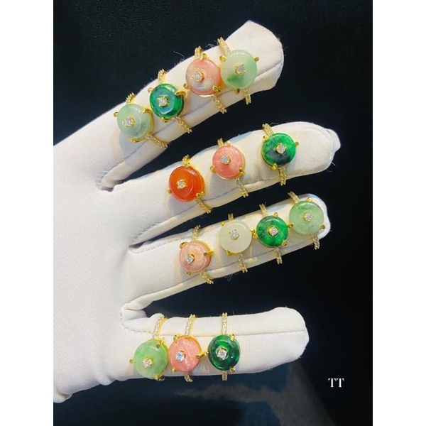 Bộ trang sức lu thống đá đào hoa mic vàng 10kara