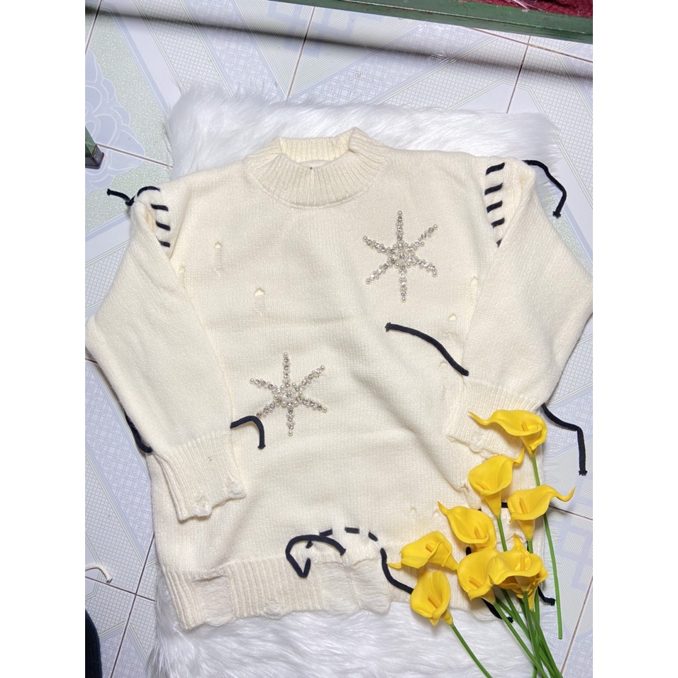 Hàng Sẵn_Áo len dệt kim dáng rộng khí chất tiểu thư