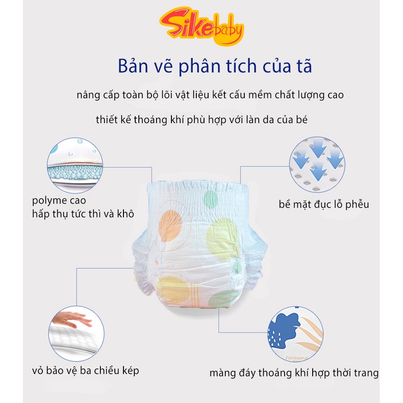 Tã/ Bỉm dán Sikebaby siêu mỏng thấm hút tốt thông thoáng -1 bịch 10 Miếng