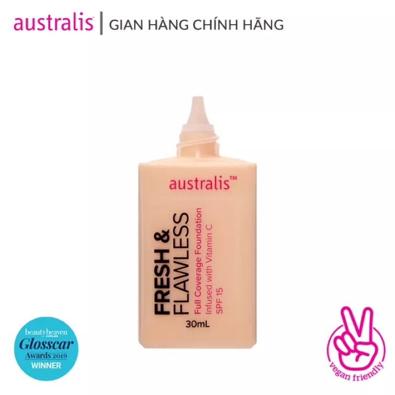 Kem Nền Mỏng Mịn, Lâu Trôi, Kiềm Dầu Siêu Nhẹ, Có Nhiều Tông Màu Lựa Chọn - Australis Fresh & Flawless Foundation Pearl