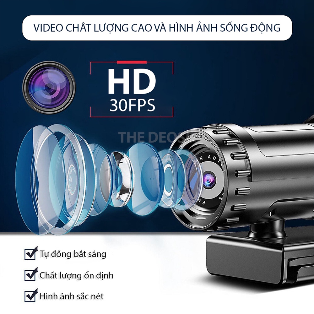 Webcam Máy Tính Full HD 1K 2K 4K Camera Tự Động Lấy Nét - The Deosd