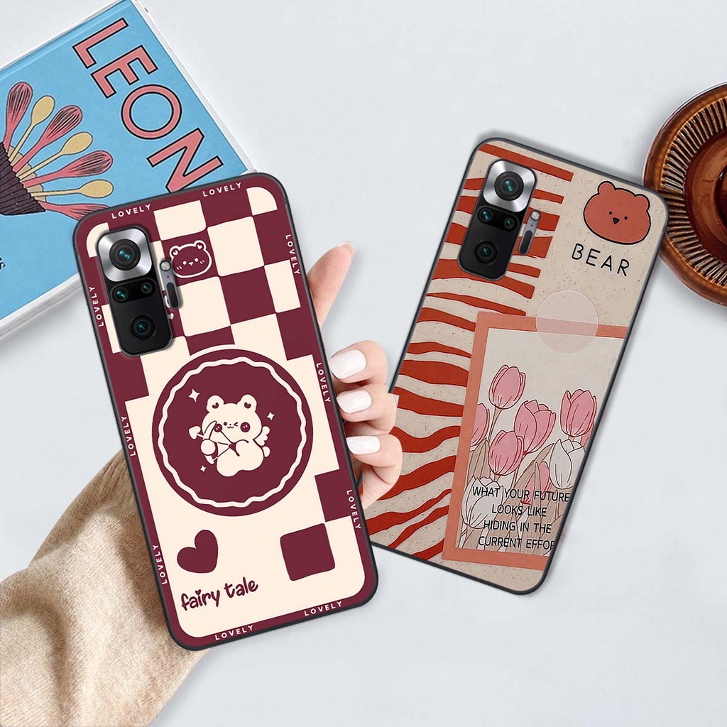 Ốp Xiaomi Redmi Note 10 / Note 10 Pro gấu Bear rick caro vuông thời trang siêu đẹp