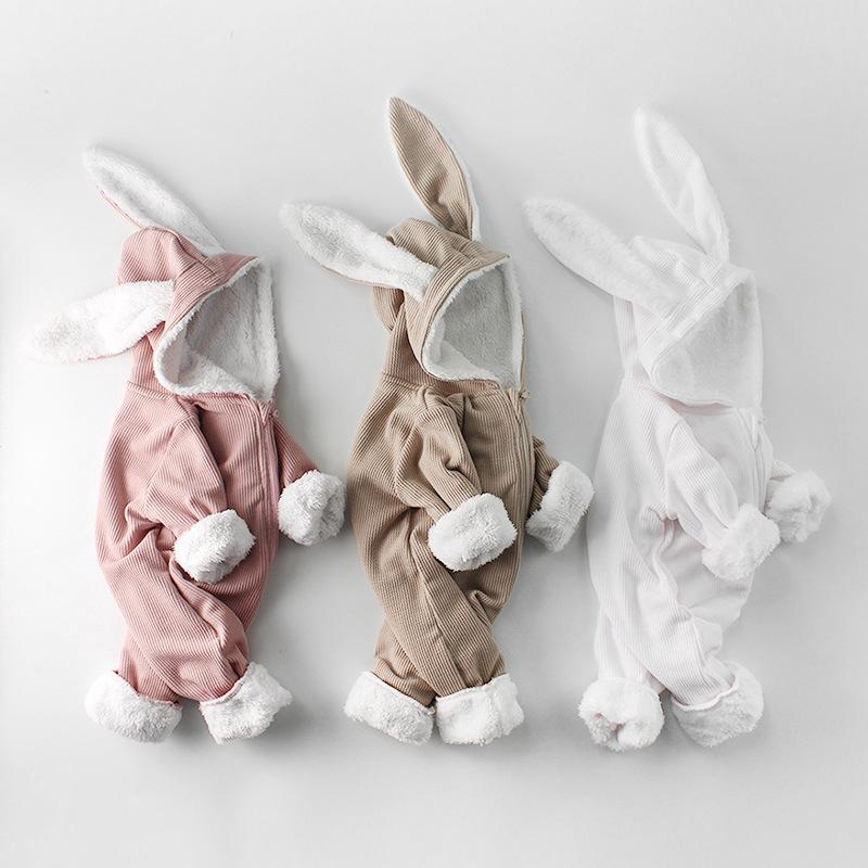 Jumpsuit bằng nhung với họa tiết hình con thỏ theo phong cách hoạt hình dùng cho trẻ nhỏ