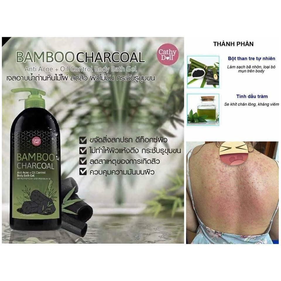 Sữa tắm mụn lưng than tre hoạt tính Cathy Doll 500ml/ Chai