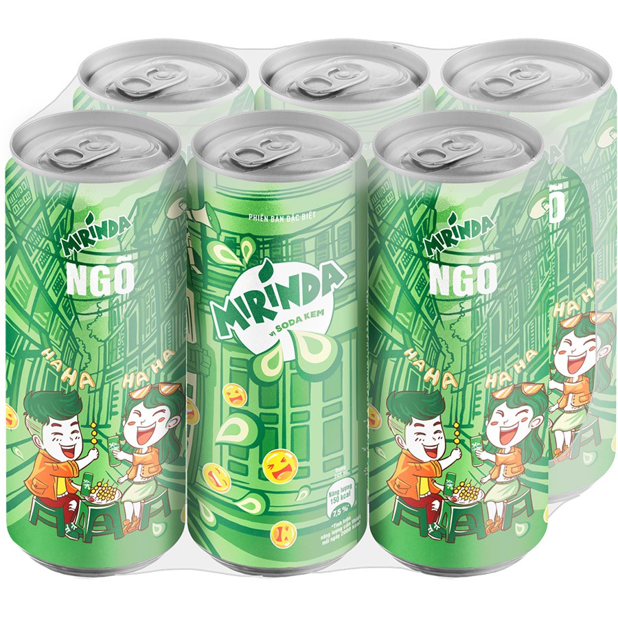 Lon nước ngọt có gas Mirinda Soda kem 245ml date 6/2022