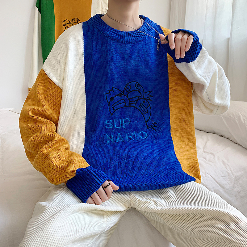 Áo Sweater Cổ Tròn Dáng Rộng Màu Sắc Trẻ Trung Phong Cách Hàn Quốc Cho Nam | BigBuy360 - bigbuy360.vn