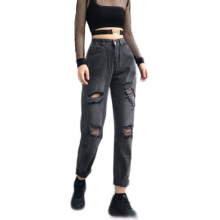 [Bigsize 54-62kg] Quần Baggy Rách Thời Trang, Form Unisex, Không Co Giãn