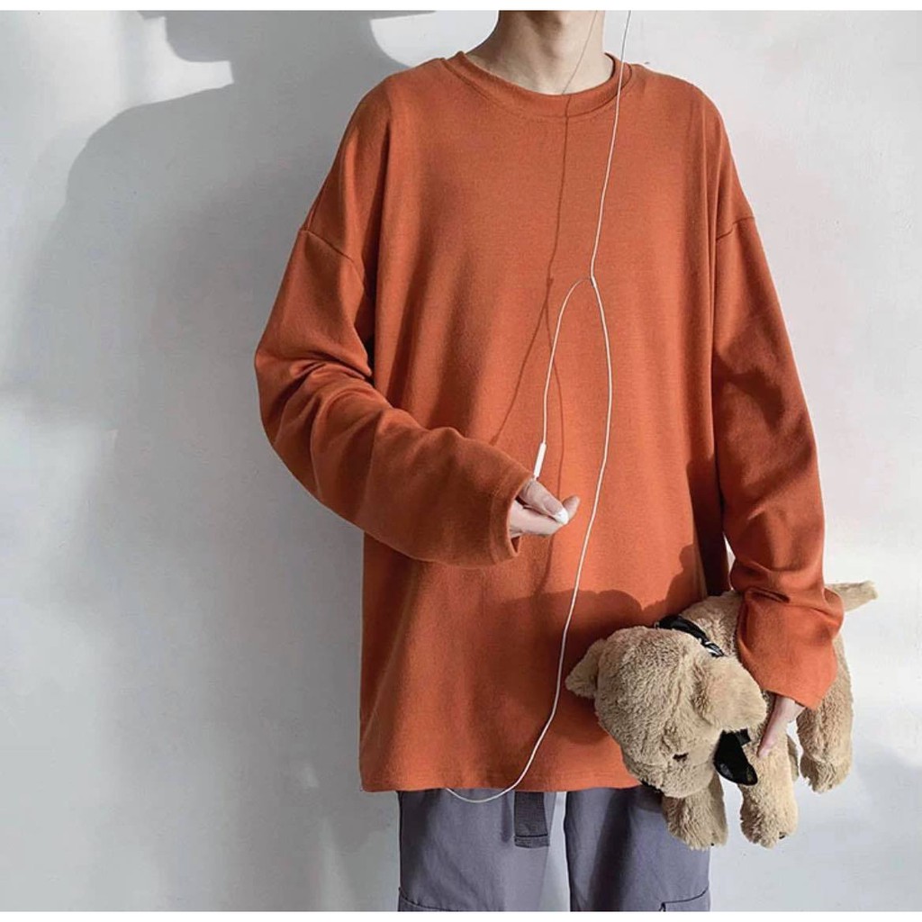 Áo Thun Tay Dài Trơn unisex chất cotton nhiều màu