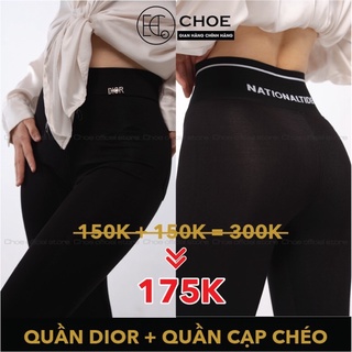 Quần legging nữ CHOE combo quần Dior + quần cạp chéo dáng dài ôm bó chất liệu cotton co giãn 4 chiều