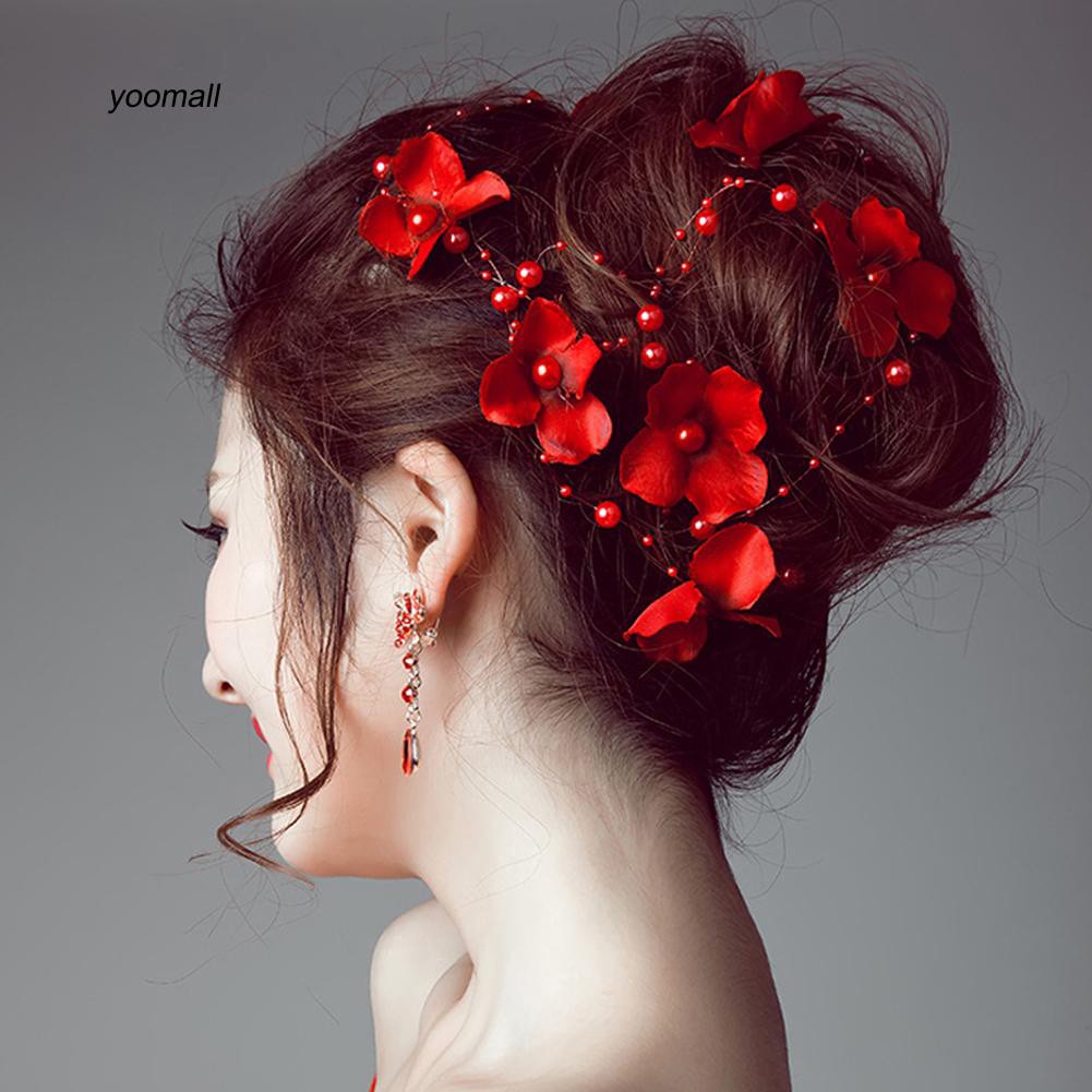 Hoa cài tóc đính ngọc trai thiết kế sang trọng trang trí cho cô dâu