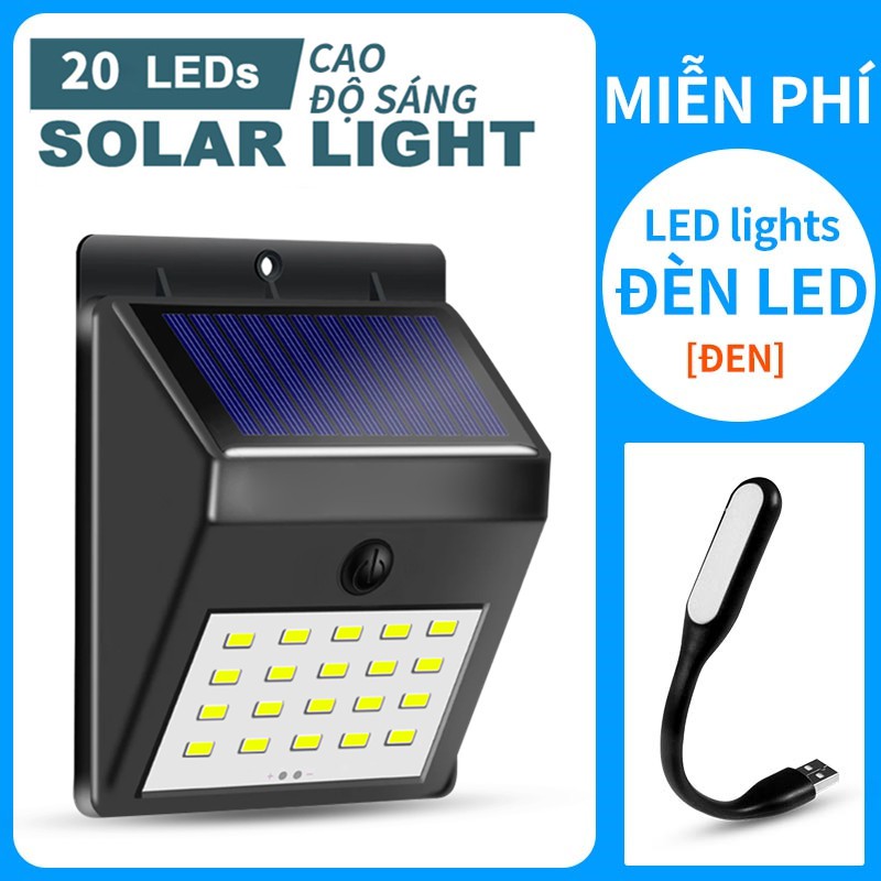 Đèn led năng lượng mặt trời MIN-20 (20 led), Pin li-ion, cảm biến bật tắt Miễn phí Đèn LED
