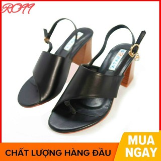 Giày cao gót nữ đẹp đế vuông 5 phân hàng hiệu rosata màu đen đỏ ro99