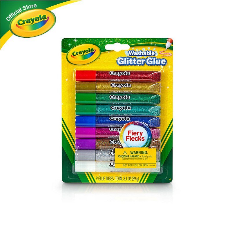 Bộ keo kim tuyến trang trí Crayola 9 màu sắc, dễ tẩy rửa - 693527