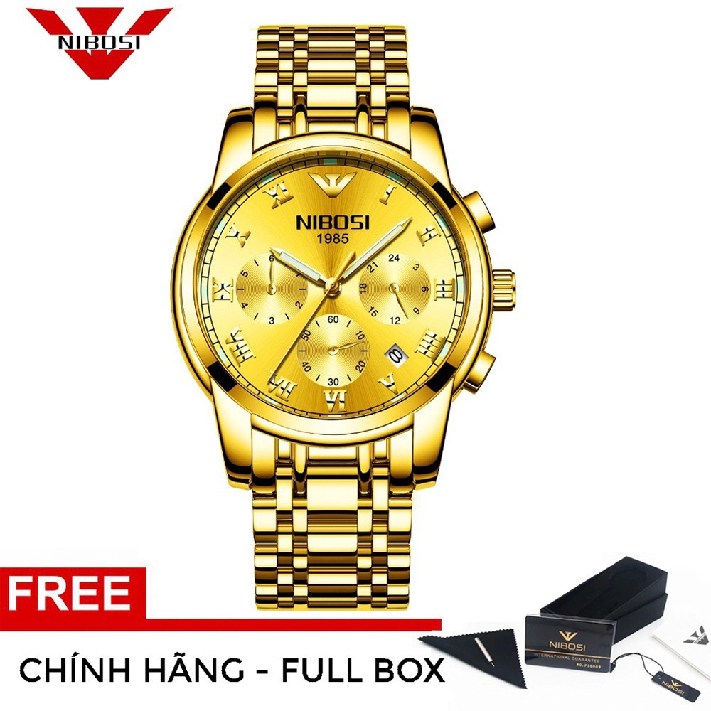 Đồng hồ nam NIBOSI 2301 dây thép lịch ngày Đẳng cấp doanh nhân ;