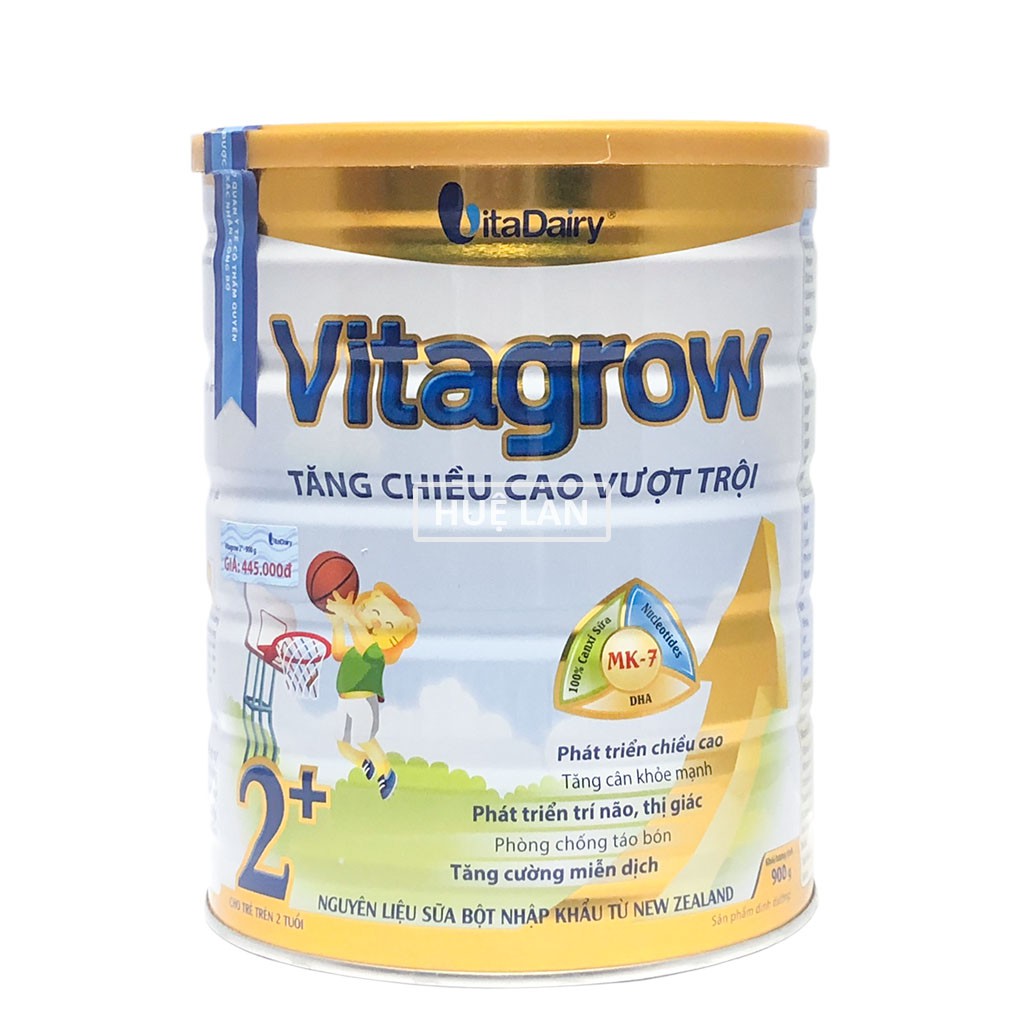 Sữa bột VITADAIRY vitagrow 2+ tăng chiều cao với MK7 hộp 900g